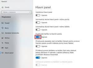 příklady umístění tlačítka na hlavním panelu