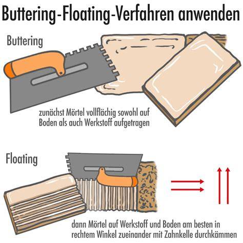 ukázka vhodného rozestupu spár a buttering-floating