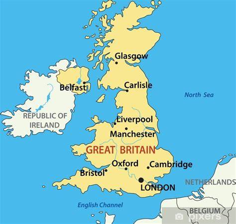 mapa velkých měst Velké Británie