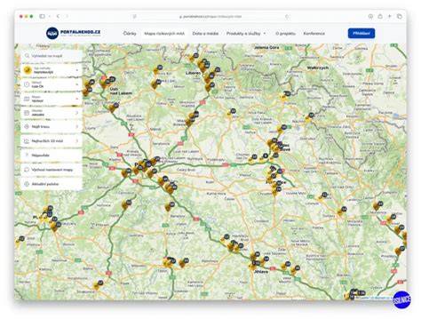 Mapa dopravních partnerů a možností doručení