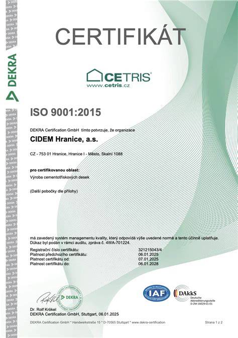 certifikace kvality CETRIS