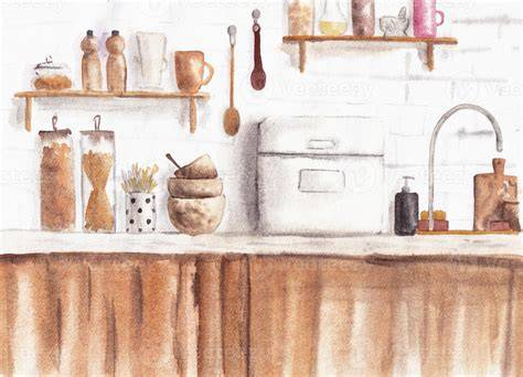 illustration of kitchen with plastic plinths