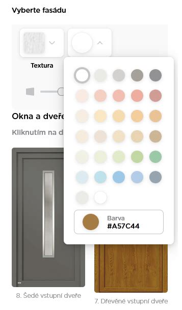 vizuální ukázky textur a barev