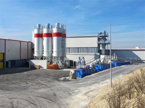 Koncepční uspořádání horizontální betonárny a logistických prvků