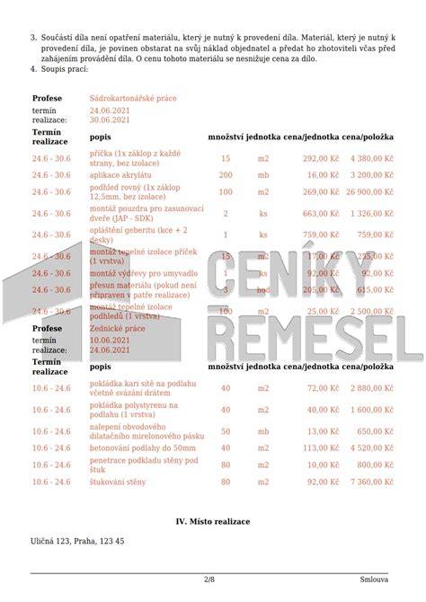 Ukázka technických dokumentů a ceníků