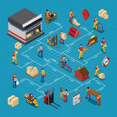 logistika a doručení nábytku ilustrace
