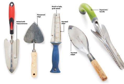 illustration of different types of trowels
