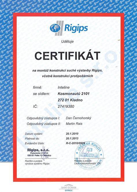 certifikace a programy kurzů Rigips
